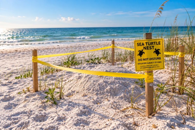 What do protected sea turtle nests look like?