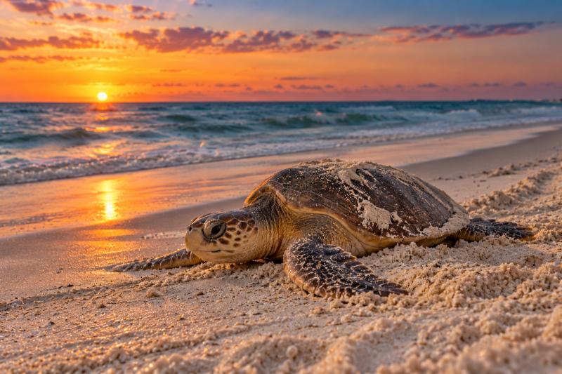 What should you do if you see a nesting turtle?